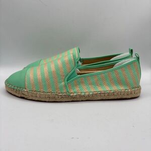 Talbots Loafers Espadrilles Mint Green/Gold Stripe Round Toe Shoes Size 9.5